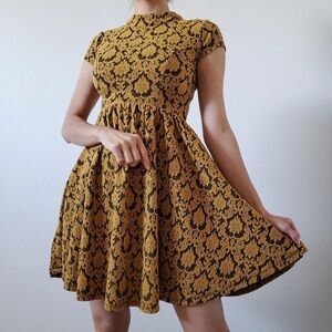 Xhilaration Black and Gold Lace Mini Dress